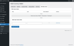 Page screenshot: MCWallet → Edit Menu items