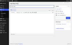 Page screenshot: FAQs &rarr; Add New FAQ