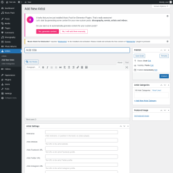 Page screenshot: Artists → Add New Artist