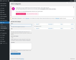 Page screenshot: Artists → Artist Categories