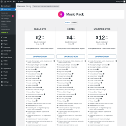 Page screenshot: Music Pack → Upgrade  ➤