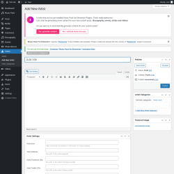 Page screenshot: Artists → Add New Artist