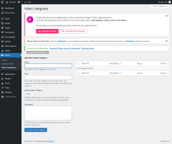 Page screenshot: Videos → Video Categories