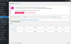 Page screenshot: Events