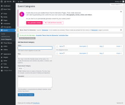 Page screenshot: Events → Event Categories
