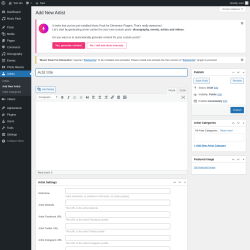 Page screenshot: Artists → Add New Artist