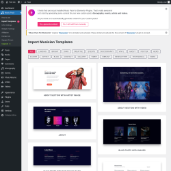 Page screenshot: Music Pack → Import Templates