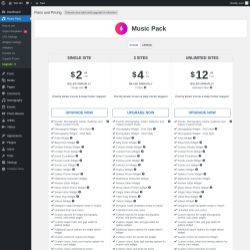 Page screenshot: Music Pack → Upgrade  ➤
