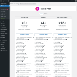 Page screenshot: Music Pack → Upgrade  ➤