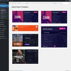 Page screenshot: Music Player for Elementor → Import Player Templates