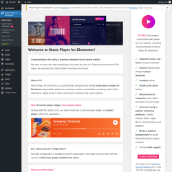 Page screenshot: Music Player for Elementor