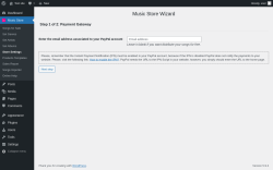 Page screenshot: Music Store Settings &lsaquo; Test site &mdash; WordPress