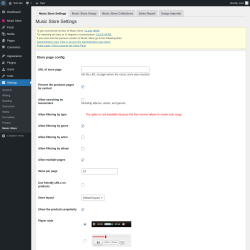 Page screenshot: Settings &rarr; Music Store