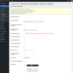 Page screenshot: Music Store &rarr; Store Settings