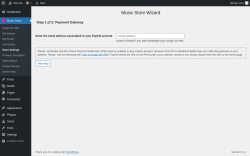 Page screenshot: Music Store Settings &lsaquo; Test site &mdash; WordPress