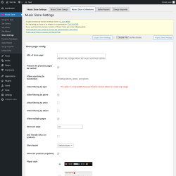 Page screenshot: Music Store &rarr; Store Settings &rarr; Music Store Collections