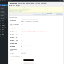 Page screenshot: Music Store &rarr; Store Settings