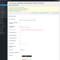 Page screenshot: Music Store &rarr; Store Settings