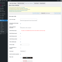 Page screenshot: Settings &rarr; Music Store &rarr; Music Store Collections