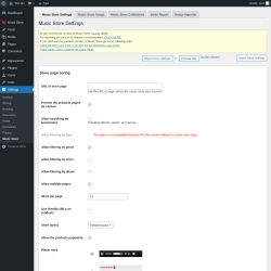 Page screenshot: Settings &rarr; Music Store