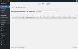 Page screenshot: Music Store Settings &lsaquo; Test site &mdash; WordPress