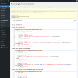 Page screenshot: Music Store &rarr; Products Templates