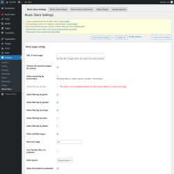 Page screenshot: Settings &rarr; Music Store