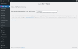 Page screenshot: Music Store Settings &lsaquo; Test site &mdash; WordPress