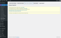 Page screenshot: Music Store &rarr; Songs Importer &rarr; Music Store Collections