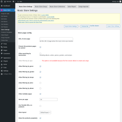 Page screenshot: Music Store &rarr; Store Settings