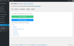 Page screenshot: Wow Plugins → Herd Effects → Pro Features