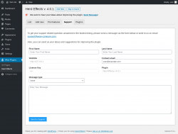 Page screenshot: Wow Plugins → Herd Effects → Support