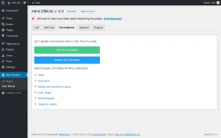 Page screenshot: Wow Plugins → Herd Effects → Pro Features