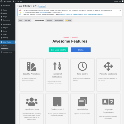 Page screenshot: Wow Plugins → Herd Effects →  Pro Features