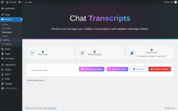 Page screenshot: MxChat → Transcripts