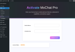 Page screenshot: MxChat → Pro Upgrade