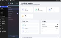 Page screenshot: MxChat &rarr; Transcripts