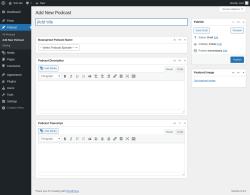 Page screenshot: Podcast &rarr; Add New Podcast
