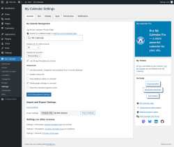 Page screenshot: My Calendar → Settings