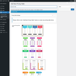 Page screenshot: Pricing Table &rarr; Add New Pricing Table
