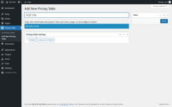 Page screenshot: Pricing Table &rarr; Add New Pricing Table 