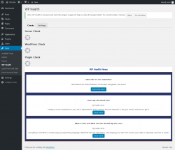Page screenshot: Tools → WP Health
