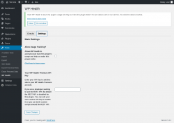 Page screenshot: Tools → WP Health → Settings