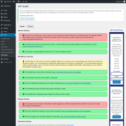 Page screenshot: Tools → WP Health