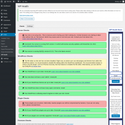 Page screenshot: Tools → WP Health
