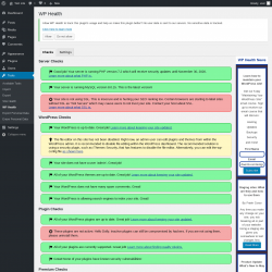 Page screenshot: Tools → WP Health