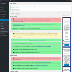 Page screenshot: Tools → WP Health