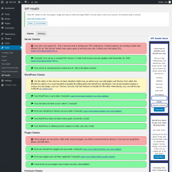 Page screenshot: Tools → WP Health