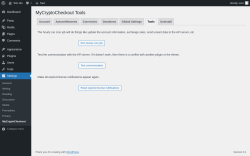 Page screenshot: Settings &rarr; MyCryptoCheckout &rarr; Tools