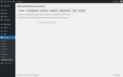 Page screenshot: Settings → MyCryptoCheckout